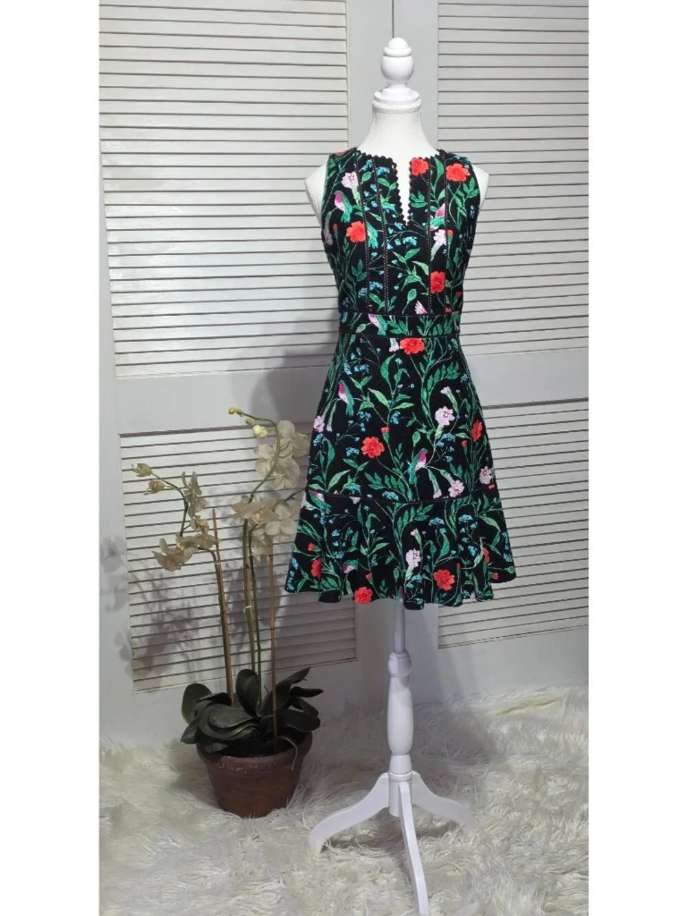 Kate Spade NY Women's Black Floral  Jardin Tile Jacquard Mini Dress Size 4 3867